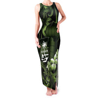 Green Hafa Adai Guam Family Matching Tank Maxi Dress and Hawaiian Shirt Chamorro Latte Stone Hand With Plumeria LT14 Mom's Dress Green - Polynesian Pride