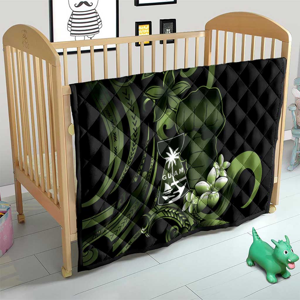 Green Hafa Adai Guam Quilt Chamorro Latte Stone Hand With Plumeria