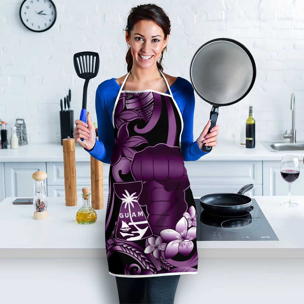 Purple Hafa Adai Guam Apron Chamorro Latte Stone Hand With Plumeria - Polynesian Pride