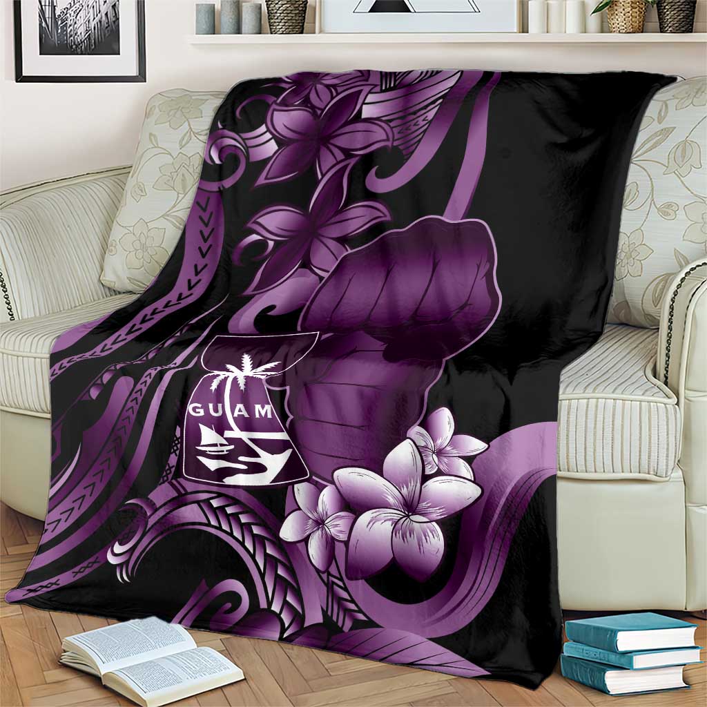 Purple Hafa Adai Guam Blanket Chamorro Latte Stone Hand With Plumeria