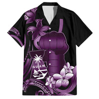 Purple Hafa Adai Guam Family Matching Short Sleeve Bodycon Dress and Hawaiian Shirt Chamorro Latte Stone Hand With Plumeria LT14 Dad's Shirt - Short Sleeve Purple - Polynesian Pride