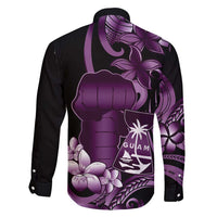 Purple Hafa Adai Guam Family Matching Tank Maxi Dress and Hawaiian Shirt Chamorro Latte Stone Hand With Plumeria LT14 - Polynesian Pride