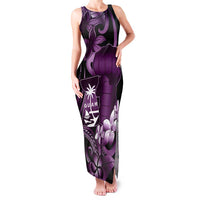 Purple Hafa Adai Guam Family Matching Tank Maxi Dress and Hawaiian Shirt Chamorro Latte Stone Hand With Plumeria LT14 Mom's Dress Purple - Polynesian Pride