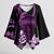 Purple Hafa Adai Guam Kimono Sleeve Blouse Chamorro Latte Stone Hand With Plumeria - Polynesian Pride