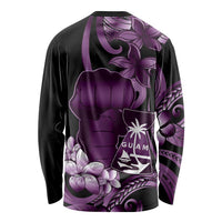 Purple Hafa Adai Guam Long Sleeve Shirt Chamorro Latte Stone Hand With Plumeria