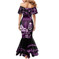 Purple Hafa Adai Guam Mermaid Dress Chamorro Latte Stone Hand With Plumeria