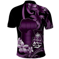 Purple Hafa Adai Guam Polo Shirt Chamorro Latte Stone Hand With Plumeria
