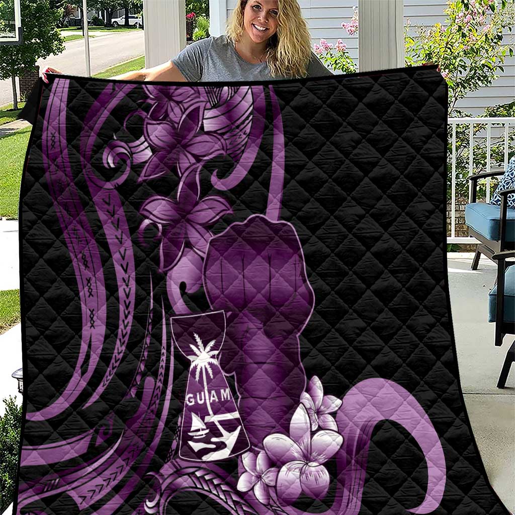 Purple Hafa Adai Guam Quilt Chamorro Latte Stone Hand With Plumeria