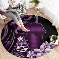 Purple Hafa Adai Guam Round Carpet Chamorro Latte Stone Hand With Plumeria