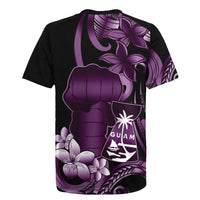 Purple Hafa Adai Guam Rugby Jersey Chamorro Latte Stone Hand With Plumeria