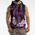 Purple Hafa Adai Guam Sleeveless Zip Hoodie Chamorro Latte Stone Hand With Plumeria - Polynesian Pride