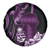 Purple Hafa Adai Guam Spare Tire Cover Chamorro Latte Stone Hand With Plumeria