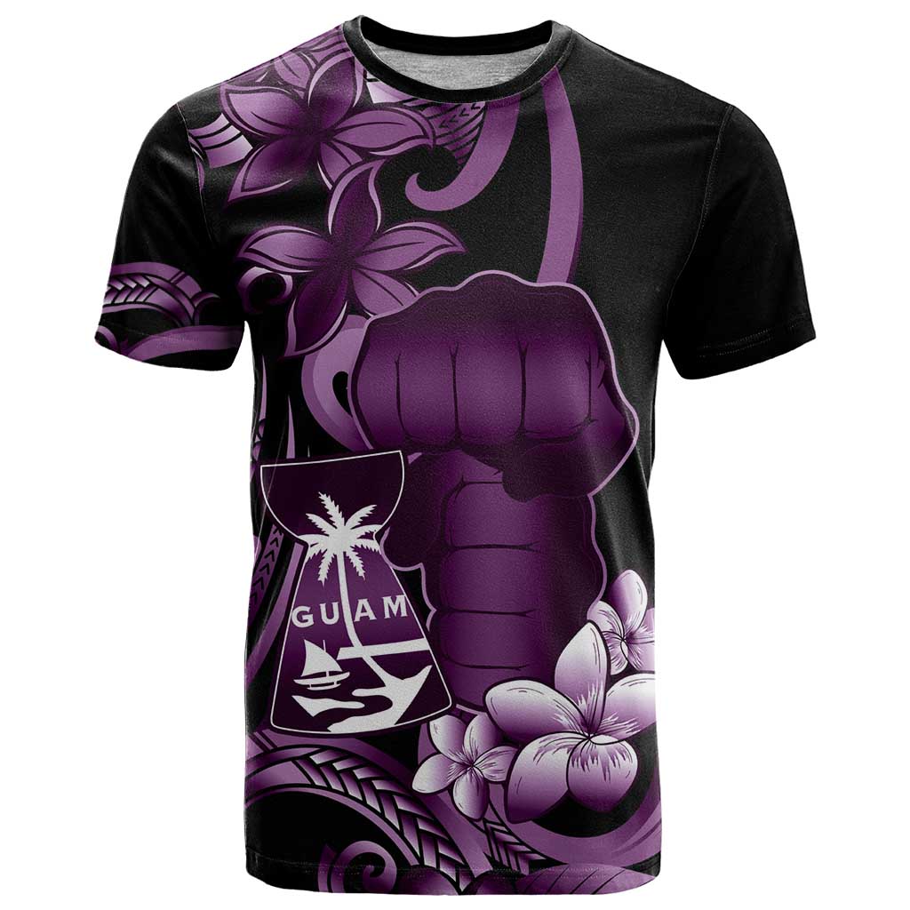 Purple Hafa Adai Guam T Shirt Chamorro Latte Stone Hand With Plumeria