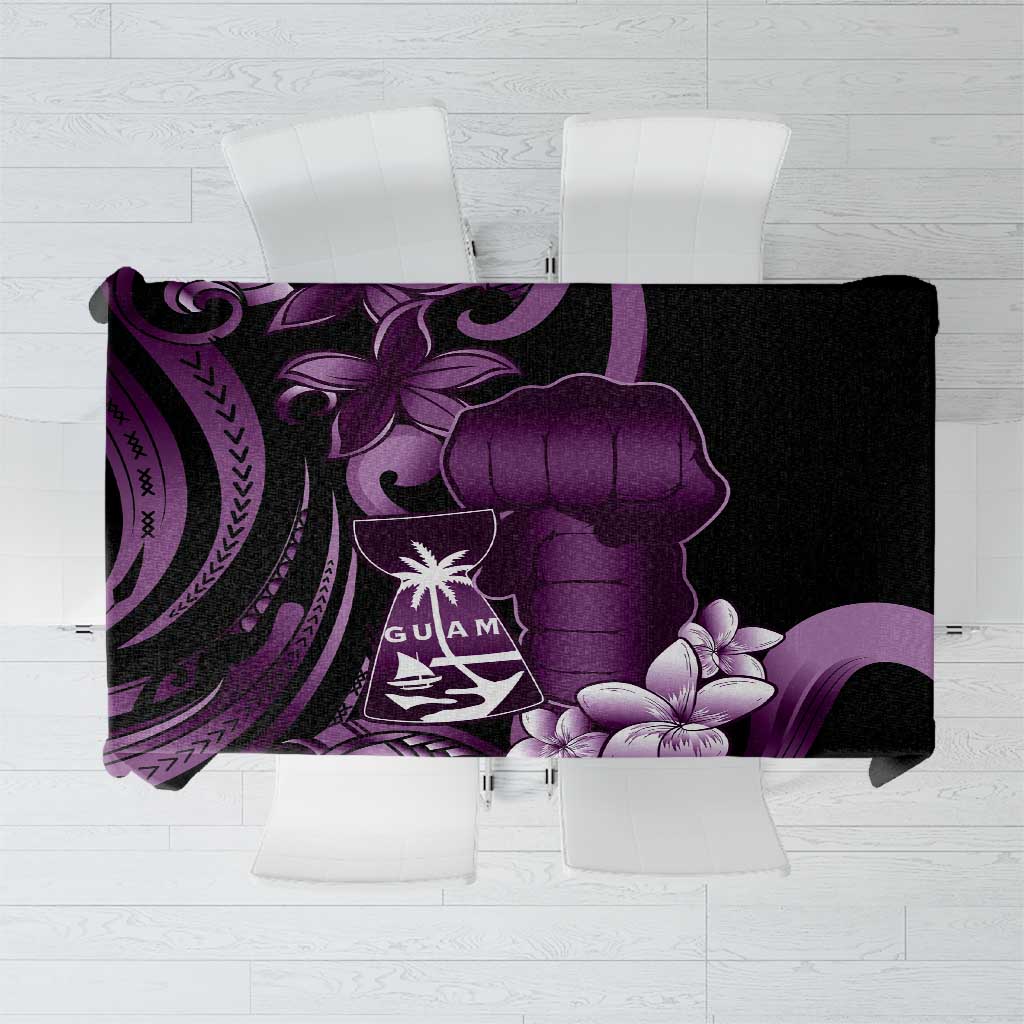 Purple Hafa Adai Guam Tablecloth Chamorro Latte Stone Hand With Plumeria