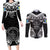 Palau Constitution Day Couples Matching Long Sleeve Bodycon Dress and Long Sleeve Button Shirt Belau Seal With Polynesian Pattern - Black
