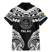 Palau Constitution Day Family Matching Mermaid Dress and Hawaiian Shirt Belau Seal With Polynesian Pattern - Black