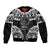 Palau Constitution Day Sleeve Zip Bomber Jacket Belau Seal With Polynesian Pattern - Black