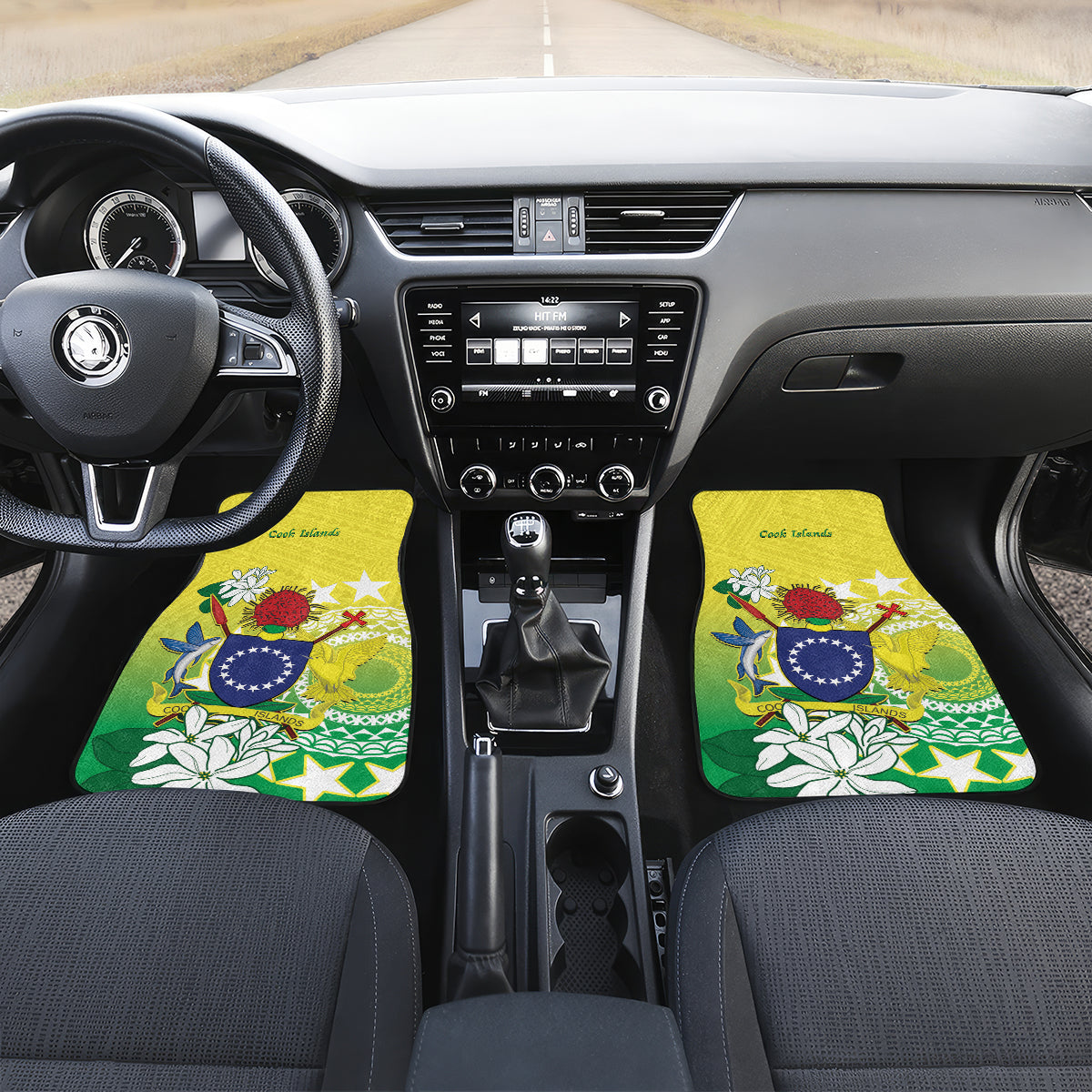 Cook Islands Independence Day Car Mats Kuki Airani Tiare Maori Polynesian Pattern - Green