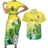 Cook Islands Independence Day Couples Matching Short Sleeve Bodycon Dress and Hawaiian Shirt Kuki Airani Tiare Maori Polynesian Pattern - Green LT14 Green - Polynesian Pride