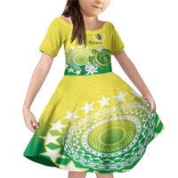 Cook Islands Independence Day Family Matching Mermaid Dress and Hawaiian Shirt Kuki Airani Tiare Maori Polynesian Pattern - Green LT14 Daughter's Dress Green - Polynesian Pride