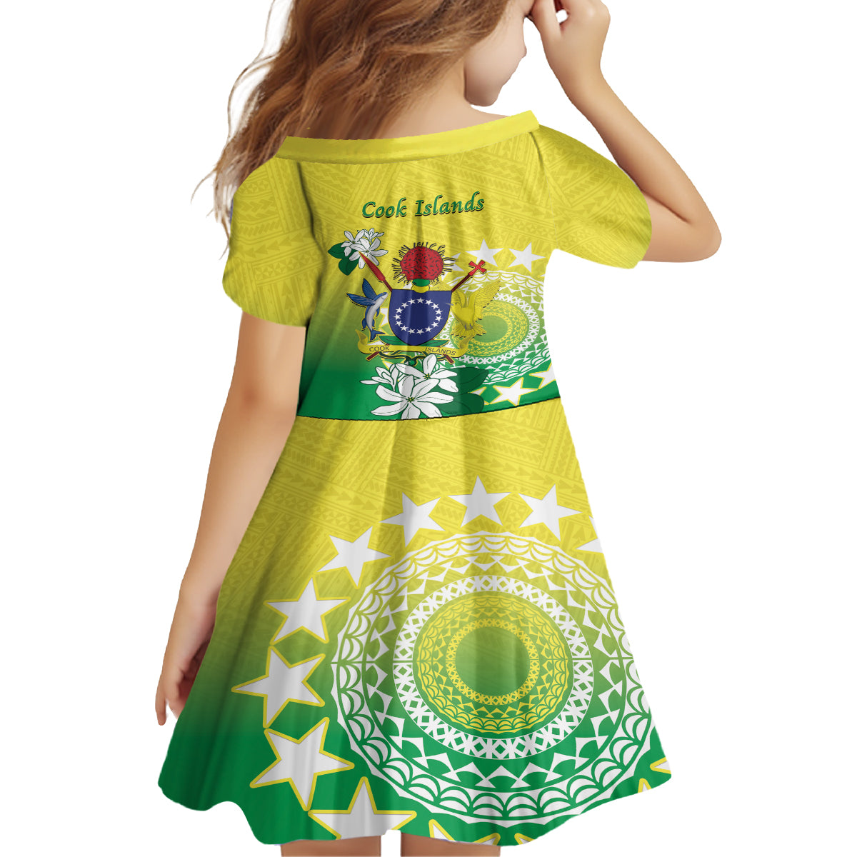 Cook Islands Independence Day Family Matching Off Shoulder Maxi Dress and Hawaiian Shirt Kuki Airani Tiare Maori Polynesian Pattern - Green LT14 - Polynesian Pride