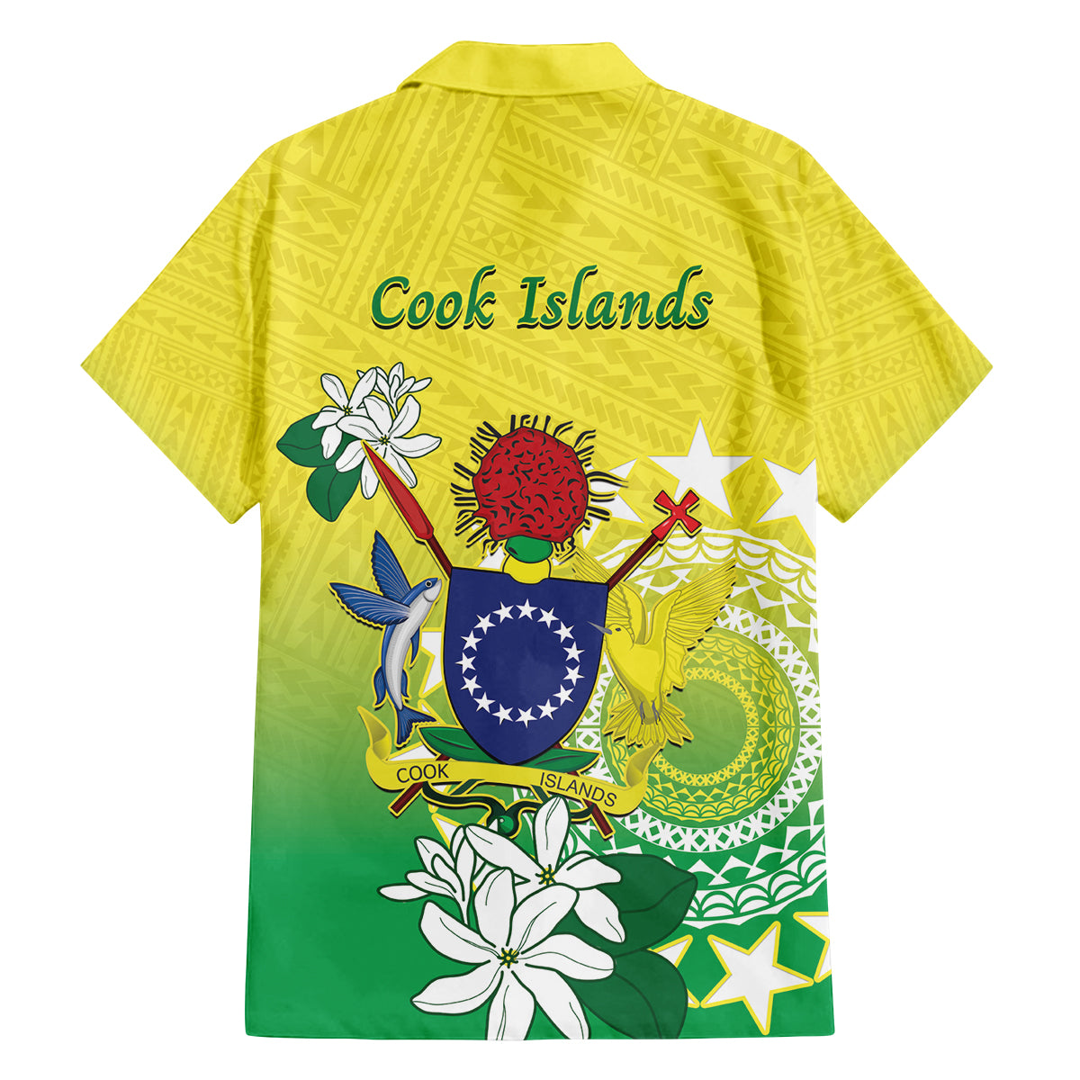 Cook Islands Independence Day Family Matching Off Shoulder Maxi Dress and Hawaiian Shirt Kuki Airani Tiare Maori Polynesian Pattern - Green LT14 - Polynesian Pride