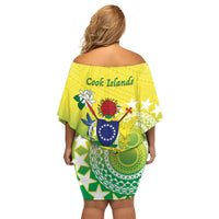 Cook Islands Independence Day Family Matching Off Shoulder Short Dress and Hawaiian Shirt Kuki Airani Tiare Maori Polynesian Pattern - Green LT14 - Polynesian Pride