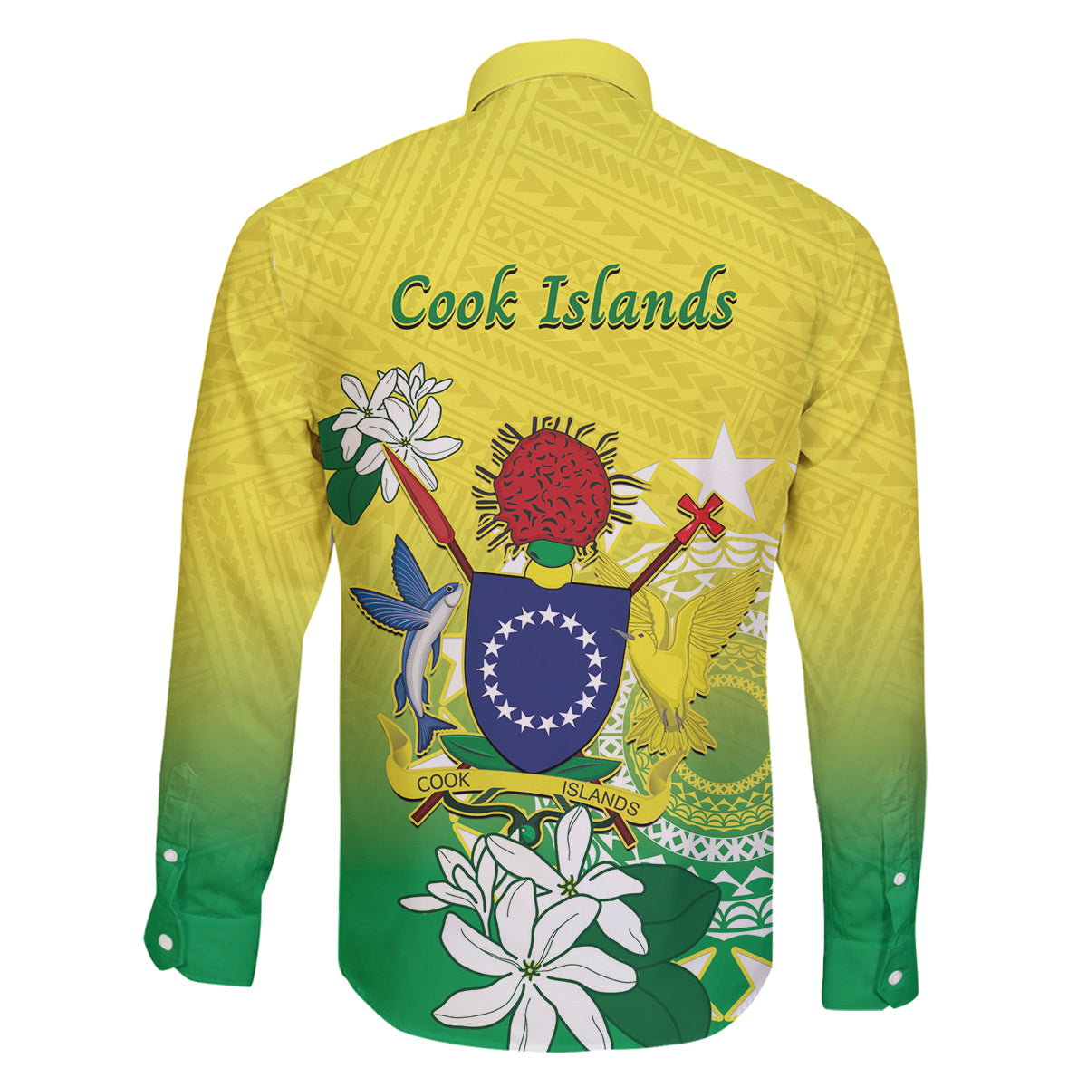Cook Islands Independence Day Family Matching Summer Maxi Dress and Hawaiian Shirt Kuki Airani Tiare Maori Polynesian Pattern - Green LT14 - Polynesian Pride