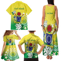 Cook Islands Independence Day Family Matching Tank Maxi Dress and Hawaiian Shirt Kuki Airani Tiare Maori Polynesian Pattern - Green LT14 - Polynesian Pride
