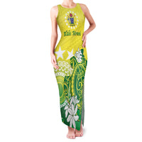 Cook Islands Independence Day Family Matching Tank Maxi Dress and Hawaiian Shirt Kuki Airani Tiare Maori Polynesian Pattern - Green LT14 Mom's Dress Green - Polynesian Pride