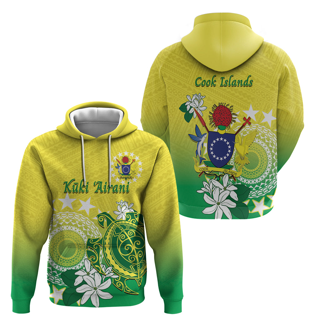 Cook Islands Independence Day Hoodie Kuki Airani Tiare Maori Polynesian Pattern - Green LT14 - Polynesian Pride