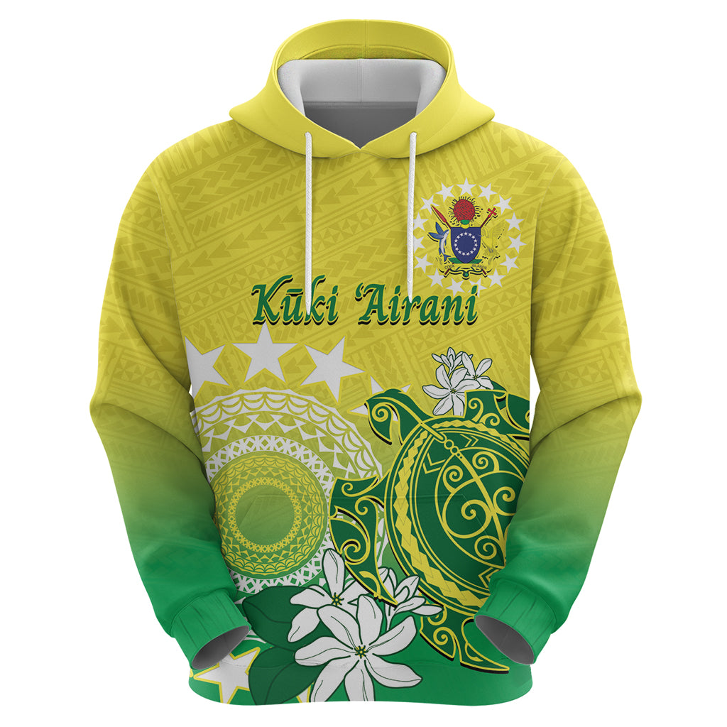 Cook Islands Independence Day Hoodie Kuki Airani Tiare Maori Polynesian Pattern - Green LT14 - Polynesian Pride
