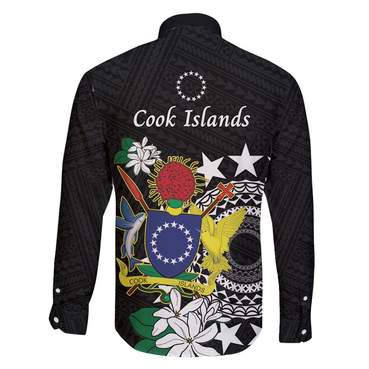 Cook Islands Independence Day Family Matching Mermaid Dress and Hawaiian Shirt Kuki Airani Tiare Maori Polynesian Pattern - Black LT14 - Polynesian Pride