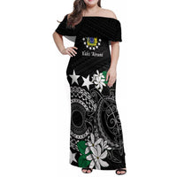 Cook Islands Independence Day Family Matching Off Shoulder Maxi Dress and Hawaiian Shirt Kuki Airani Tiare Maori Polynesian Pattern - Black LT14 Mom's Dress Black - Polynesian Pride