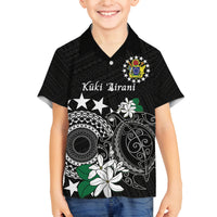 Cook Islands Independence Day Family Matching Off Shoulder Short Dress and Hawaiian Shirt Kuki Airani Tiare Maori Polynesian Pattern - Black LT14 Son's Shirt Black - Polynesian Pride