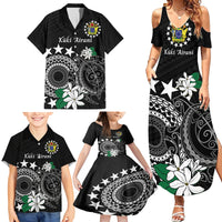 Cook Islands Independence Day Family Matching Summer Maxi Dress and Hawaiian Shirt Kuki Airani Tiare Maori Polynesian Pattern - Black LT14 - Polynesian Pride