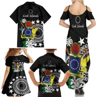 Cook Islands Independence Day Family Matching Summer Maxi Dress and Hawaiian Shirt Kuki Airani Tiare Maori Polynesian Pattern - Black LT14 - Polynesian Pride