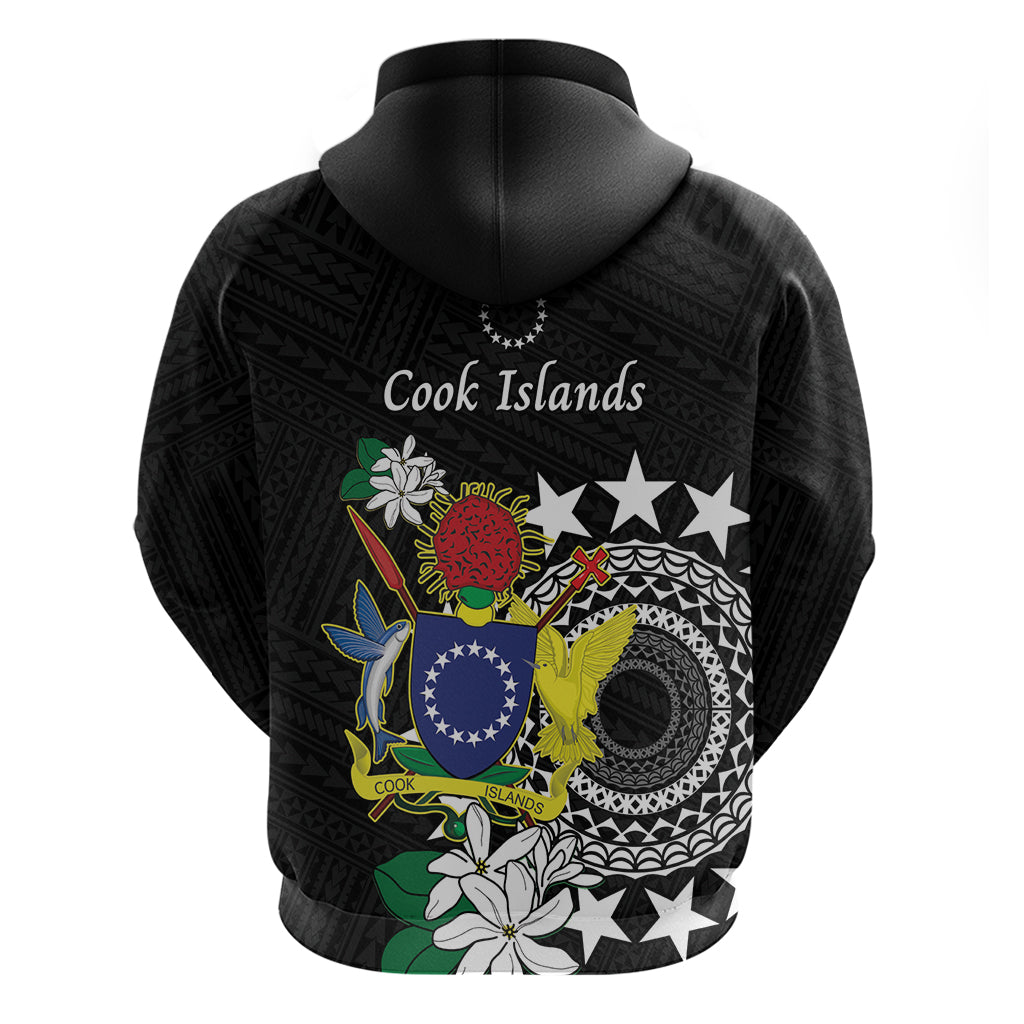 Cook Islands Independence Day Hoodie Kuki Airani Tiare Maori Polynesian Pattern - Black LT14 - Polynesian Pride