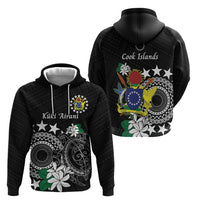 Cook Islands Independence Day Hoodie Kuki Airani Tiare Maori Polynesian Pattern - Black LT14 - Polynesian Pride