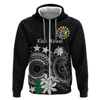 Cook Islands Independence Day Hoodie Kuki Airani Tiare Maori Polynesian Pattern - Black LT14 Zip Hoodie Black - Polynesian Pride