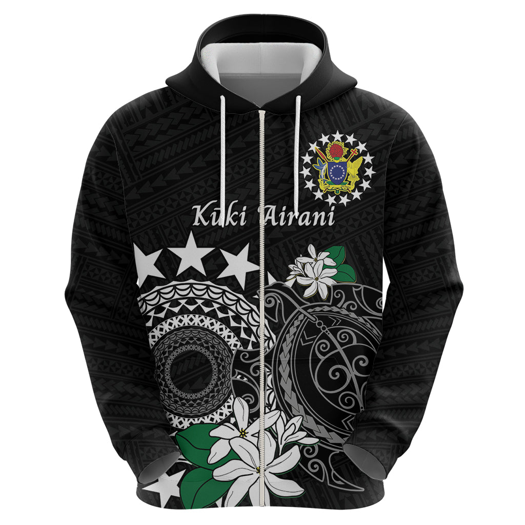 Cook Islands Independence Day Hoodie Kuki Airani Tiare Maori Polynesian Pattern - Black LT14 - Polynesian Pride