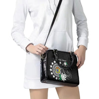 Cook Islands Independence Day Shoulder Handbag Kuki Airani Tiare Maori Polynesian Pattern - Black