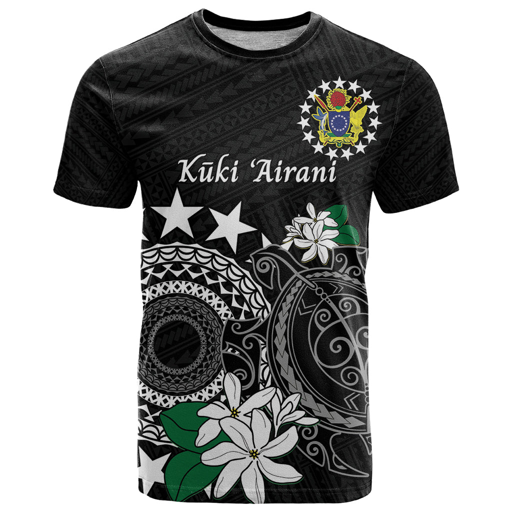 Cook Islands Independence Day T Shirt Kuki Airani Tiare Maori Polynesian Pattern - Black