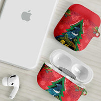 New Zealand Christmas In July AirPods Case Kowhai Tui Bird With Pohutukawa - Red LT14 - Polynesian Pride