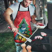 New Zealand Christmas In July Apron Kowhai Tui Bird With Pohutukawa - Red - Polynesian Pride