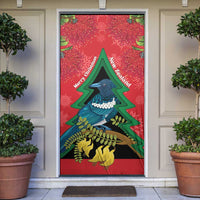 New Zealand Christmas In July Door Cover Kowhai Tui Bird With Pohutukawa - Red LT14 Red - Polynesian Pride