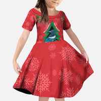 New Zealand Christmas In July Family Matching Puletasi and Hawaiian Shirt Kowhai Tui Bird With Pohutukawa - Red LT14 Daughter's Dress Red - Polynesian Pride