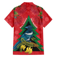 New Zealand Christmas In July Hawaiian Shirt Kowhai Tui Bird With Pohutukawa - Red LT14 - Polynesian Pride