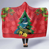 New Zealand Christmas In July Hooded Blanket Kowhai Tui Bird With Pohutukawa - Red LT14 One Size Red - Polynesian Pride