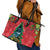 New Zealand Christmas In July Leather Tote Bag Kowhai Tui Bird With Pohutukawa - Red